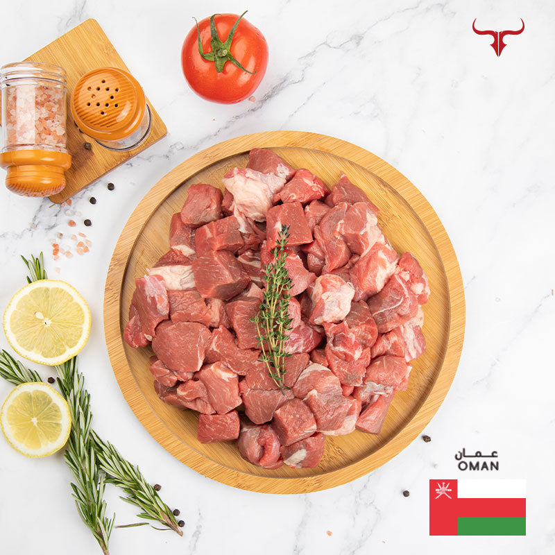 مكعبات مشاكيك لحم خروف عماني محلي طازج مذبوح