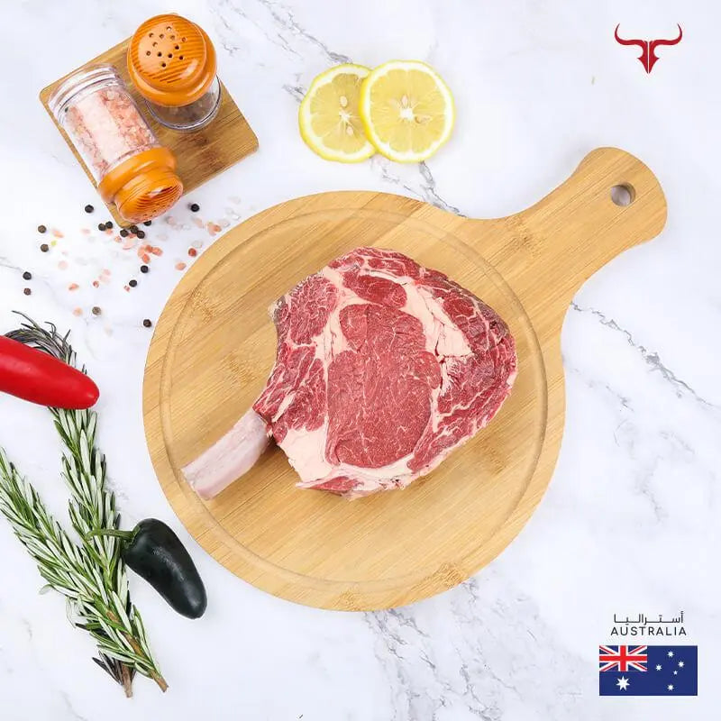Muscat Livestock Christmas Menu 1 steak of 500gm AUS Angus Beef Whole Bone-in Ribeye Roast