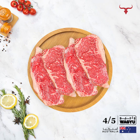 4 steaks offer AUS Wagyu Beef Striploin Steak MB 4/5 250gm x 4