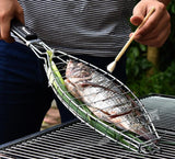 BBQ Fish Grill Chromed With Black PP Handle, Length 58cm Cooking Area 29x10cm