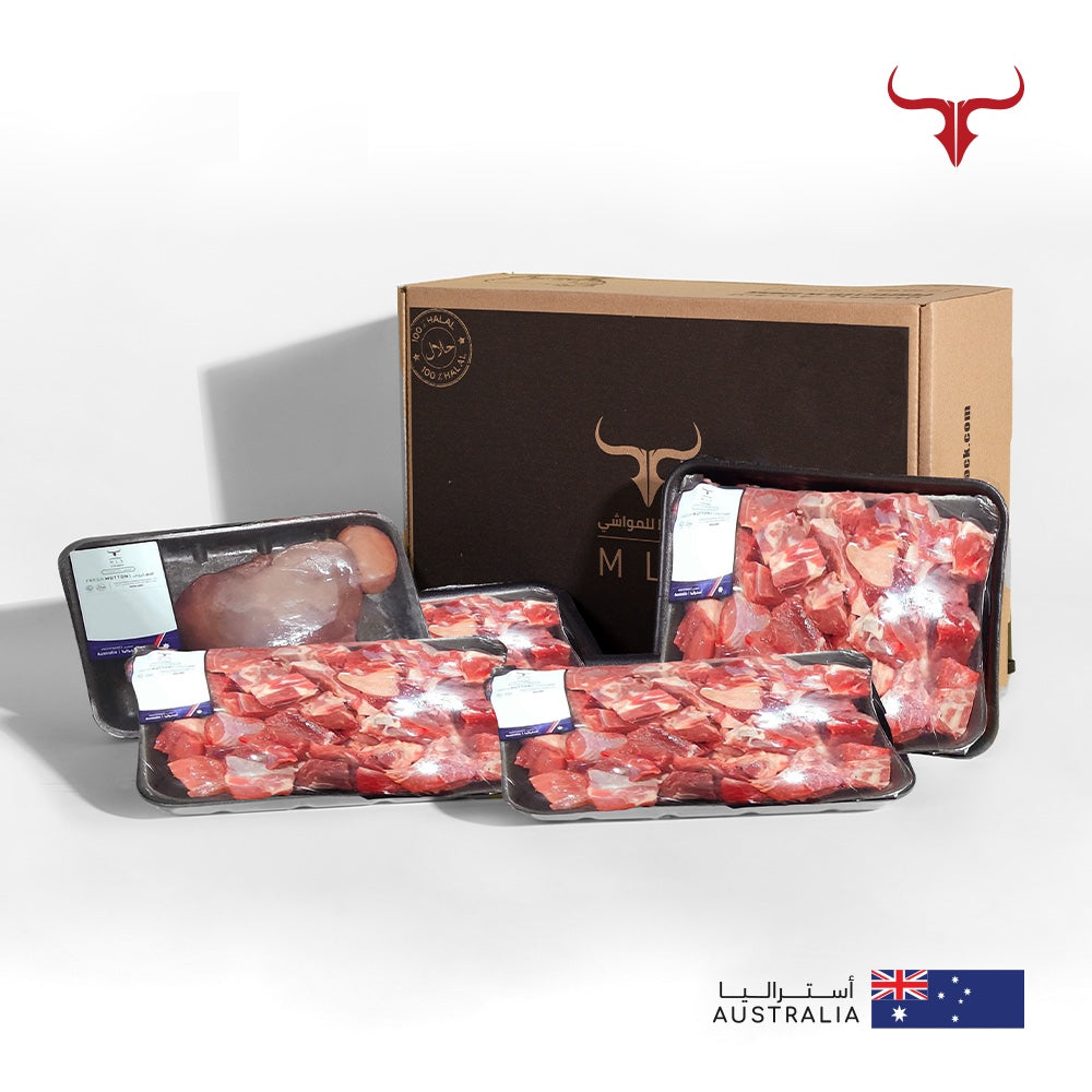 10kg AUS Mutton Bone-in Cubes Box