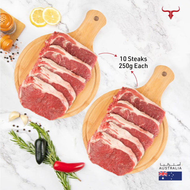 10 steaks offer AUS Grass-Fed Beef Striploin 250gm x 10