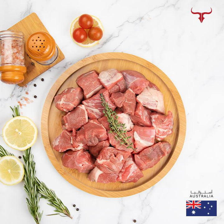 Muscat Livestock Fresh Australian Lamb 250gm - With Fat Freshly Slaughtered AUS Boneless Lamb Cubes