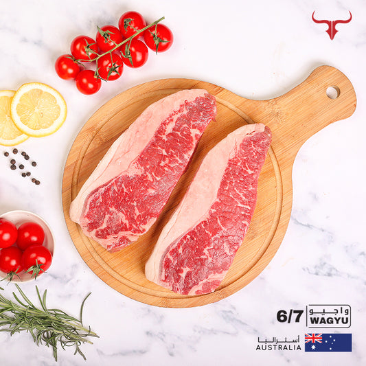 2 steaks offer AUS Wagyu Beef Striploin Steak MB 6/7