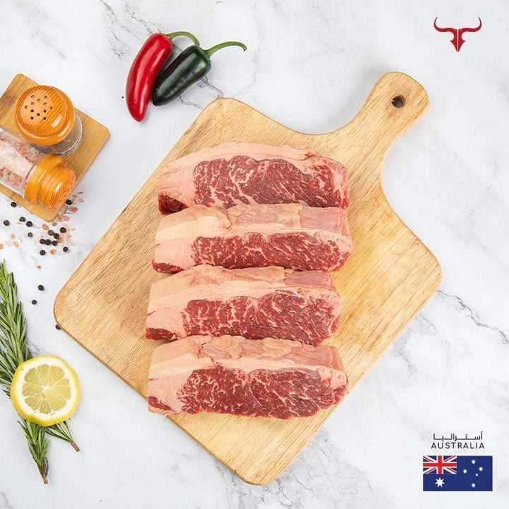 Muscat Livestock Australian Grass-fed Beef 4 steaks offer AUS Black Angus Beef Striploin Steak 250gm x 4