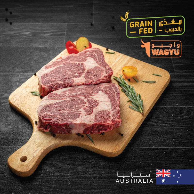 Muscat Livestock Australian Wagyu Beef 2 steaks of 250gm Each AUS Wagyu Beef Ribeye Steak MB 4/5