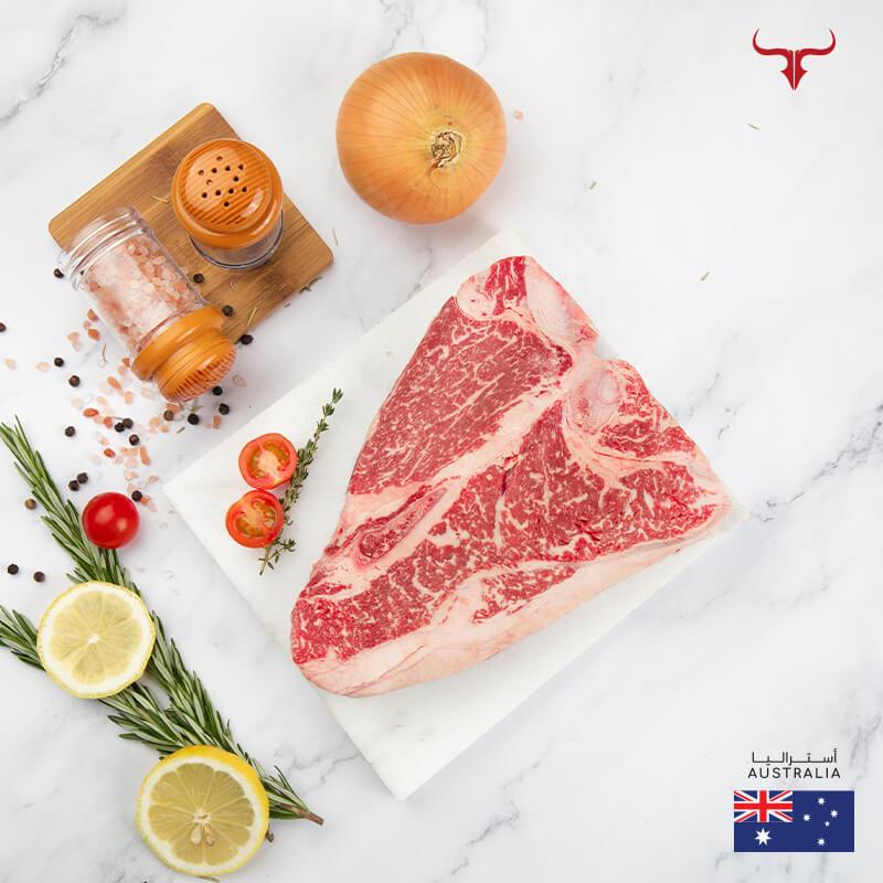 Muscat Livestock Australian Wagyu Beef AUS 350 Days Grain-Fed Wagyu Beef T-Bone MB 4/5 x 1 steak