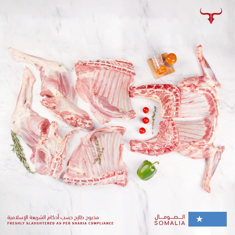 Muscat Livestock Fresh Somali Lamb 6 Way Cut SOM Local Whole Goat Carcass 10-12 Kg