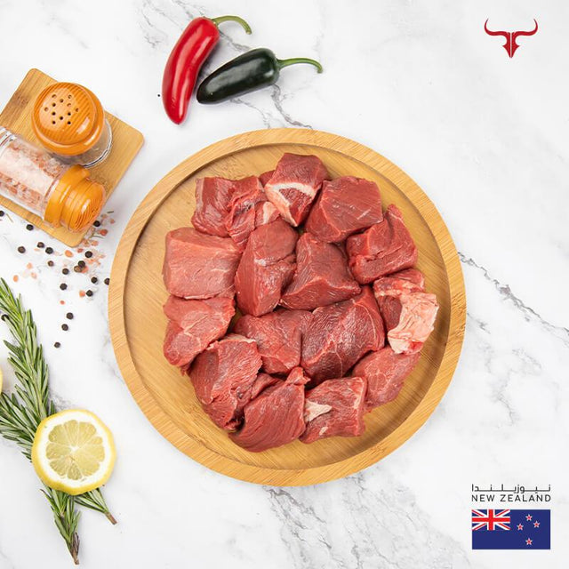 Muscat Livestock New Zealand Grass-fed Beef 500gm NZ Grass-Fed Beef Boneless Cubes - 500gm